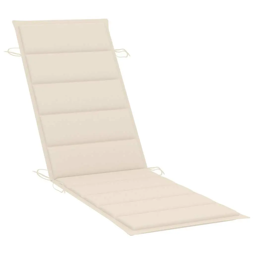 Sun Lounger Set Wooden Foldable 2 Pieces with Cushion Cream