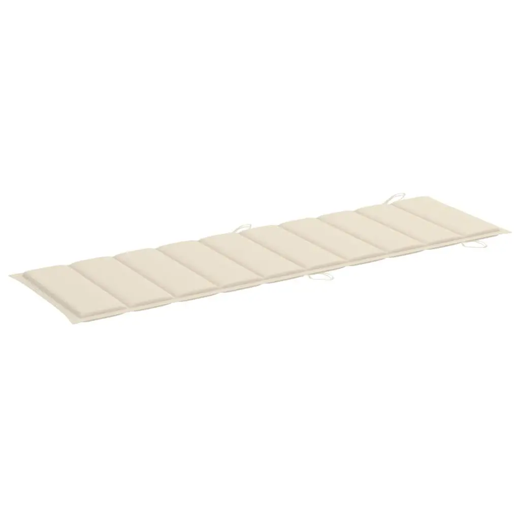 Sun Lounger Set Wooden Foldable 2 Pieces with Cushion Cream