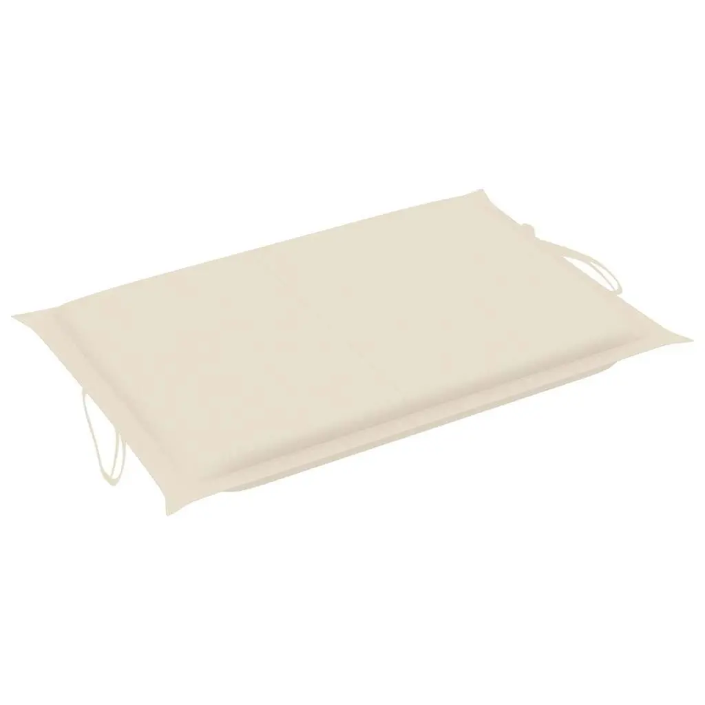 Sun Lounger Set Wooden Foldable 2 Pieces with Cushion Cream