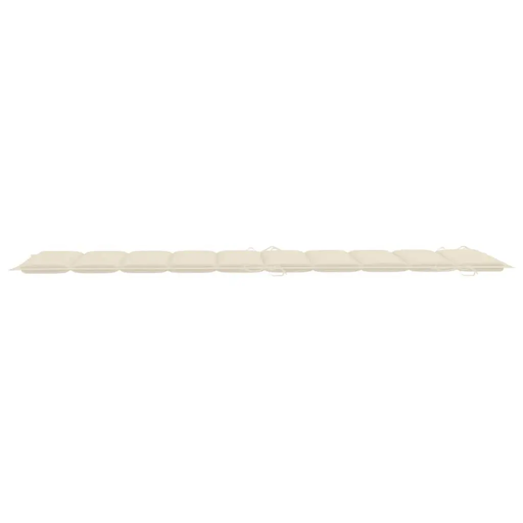 Sun Lounger Set Wooden Foldable 2 Pieces with Cushion Cream