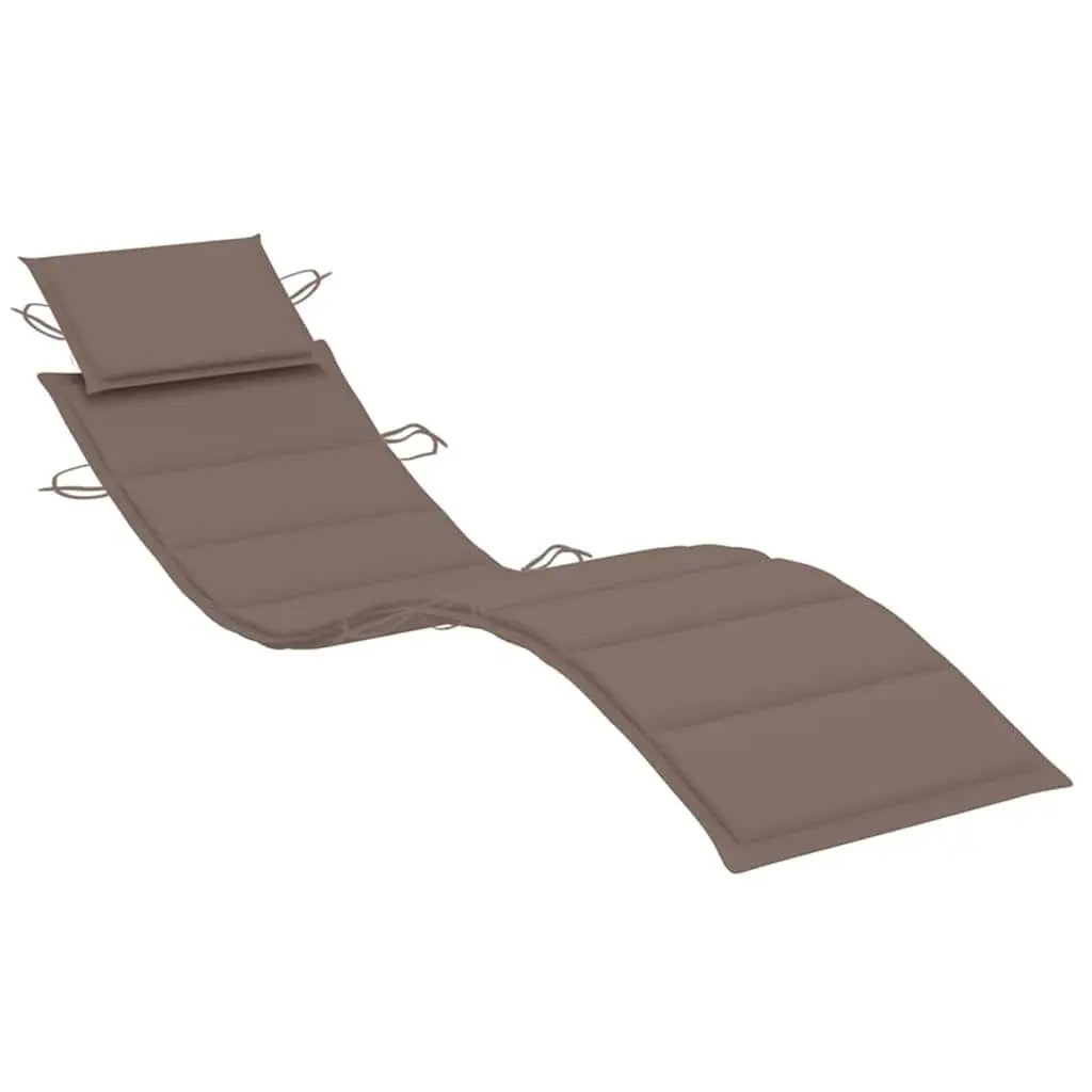 Sun Loungers Solid Wood Folding 2 Piece Outdoor Patio Garden Daybed with Cushions Taupe