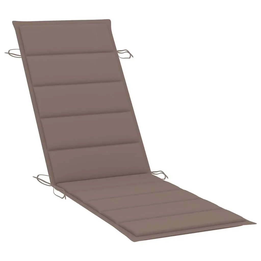 Sun Loungers Solid Wood Folding 2 Piece Outdoor Patio Garden Daybed with Cushions Taupe
