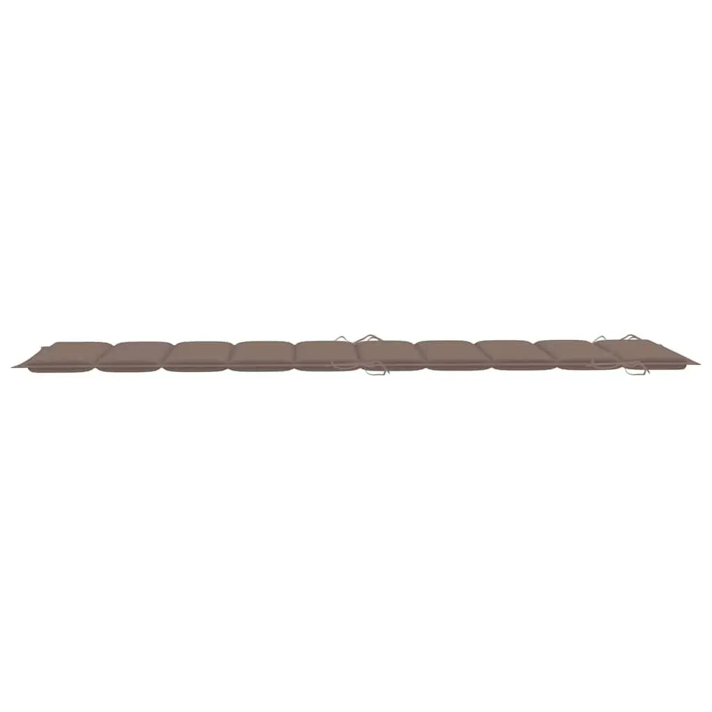 Sun Loungers Solid Wood Folding 2 Piece Outdoor Patio Garden Daybed with Cushions Taupe