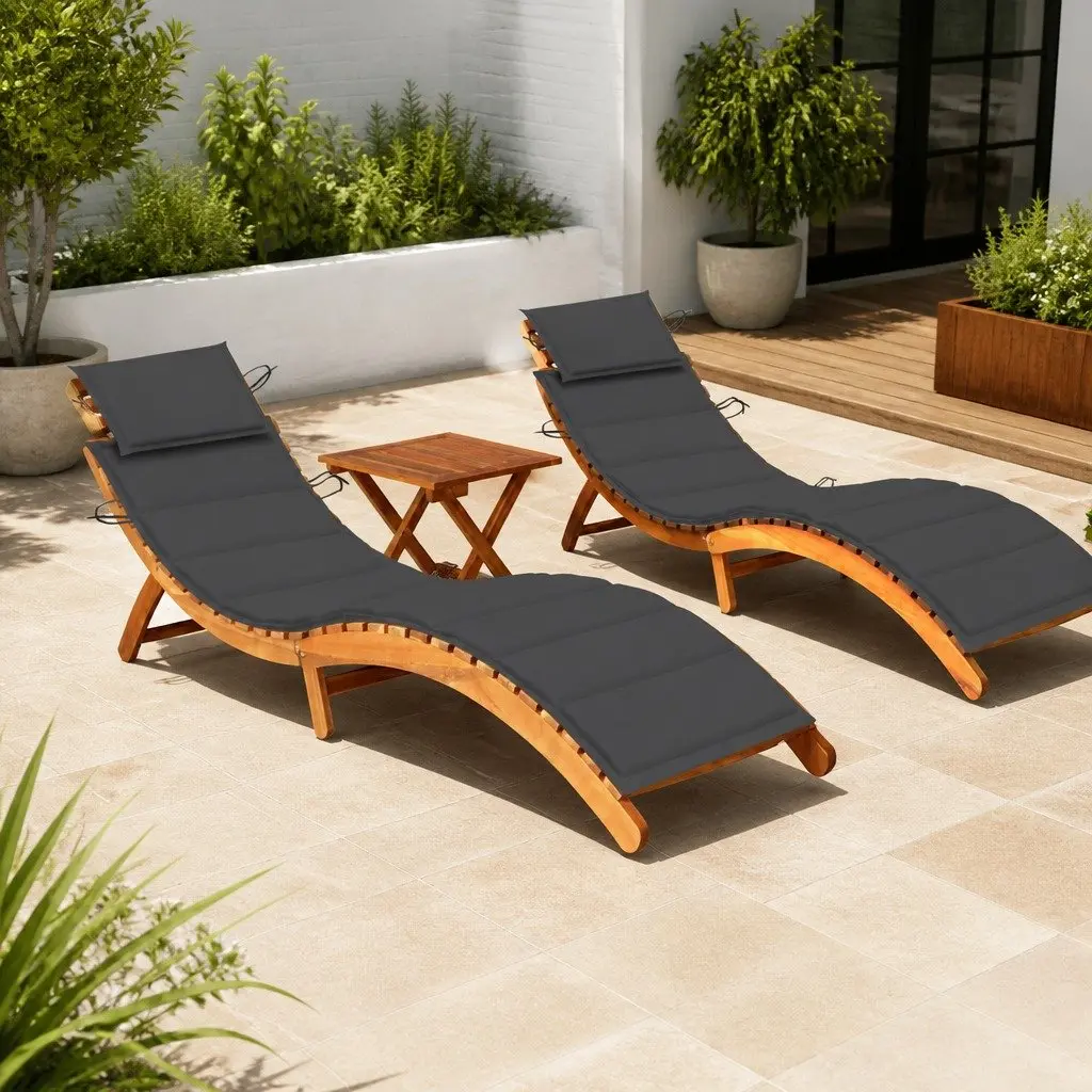 Sun Loungers Set for Relaxation Outdoors