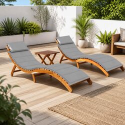 Versatile Wooden Lounger Set for Your Patio and Garden