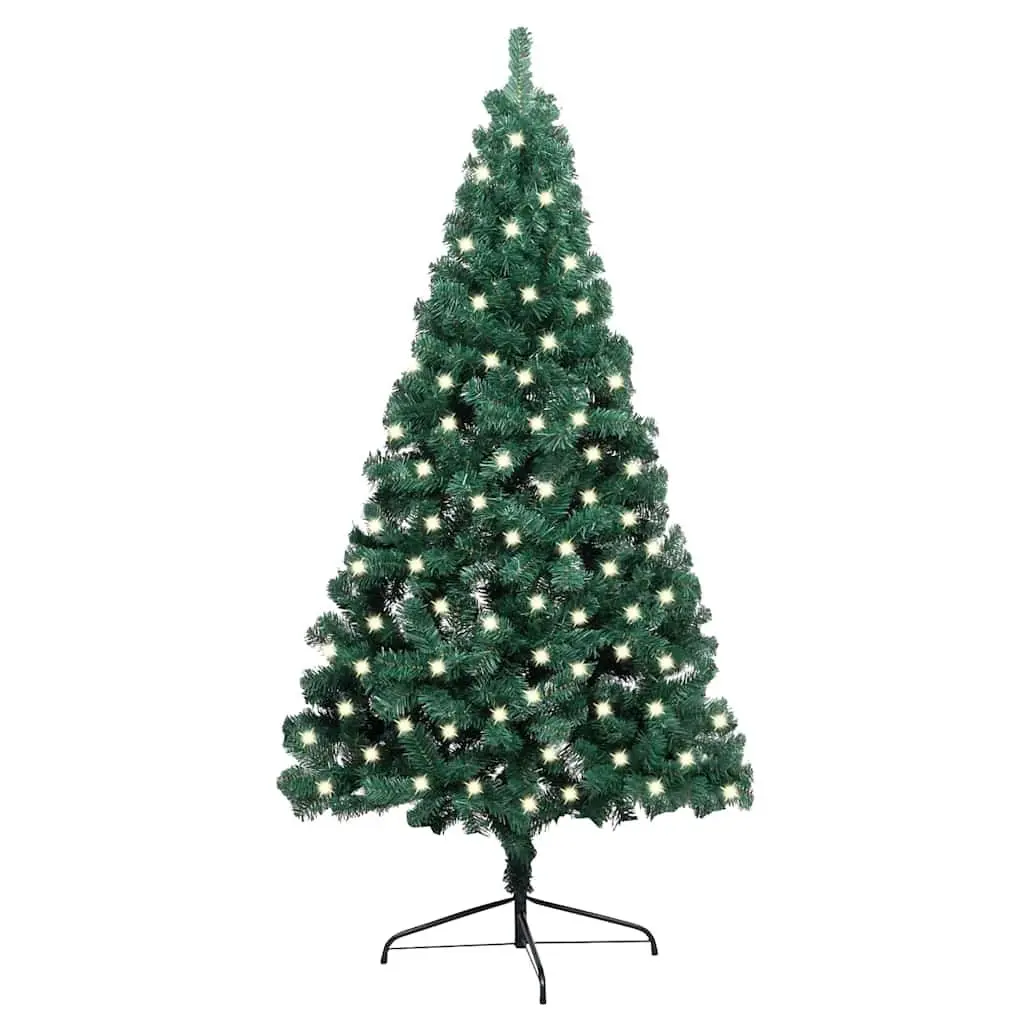 120cm Green Pre-lit LED Artificial Half Christmas Tree PVC Indoor Space Saving Holiday Decor