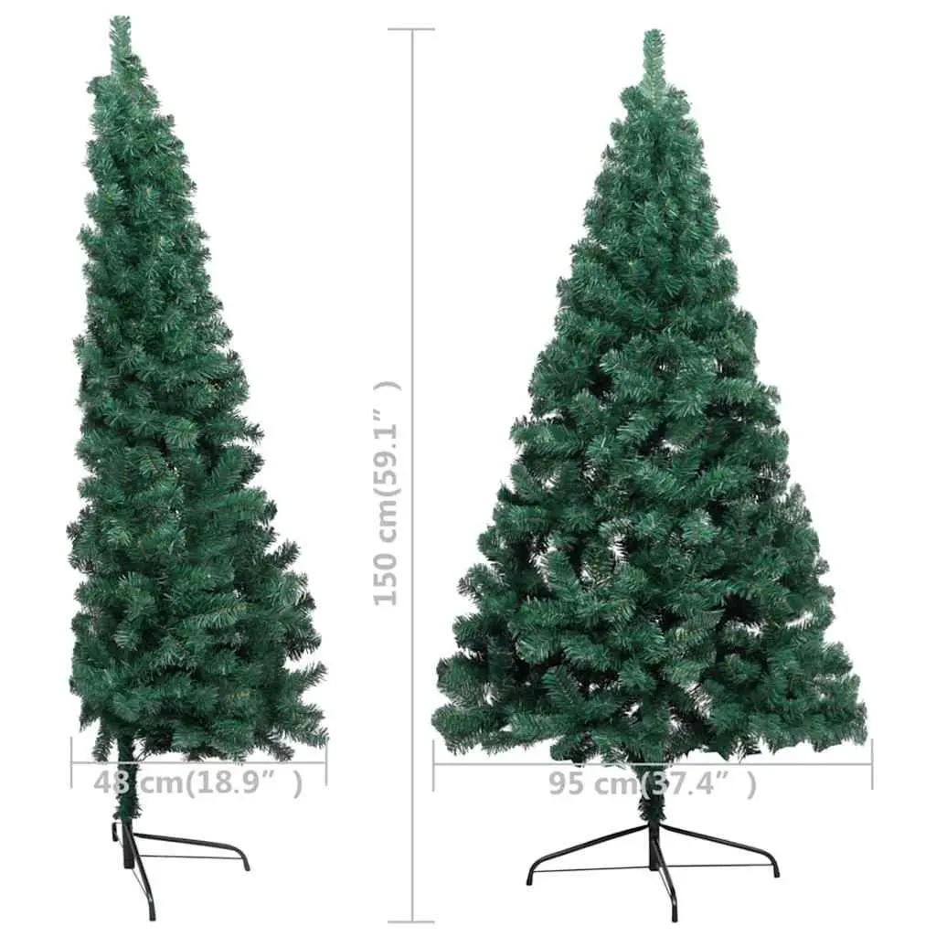 Half Christmas Tree Artificial Pre-lit 150cm Green PVC