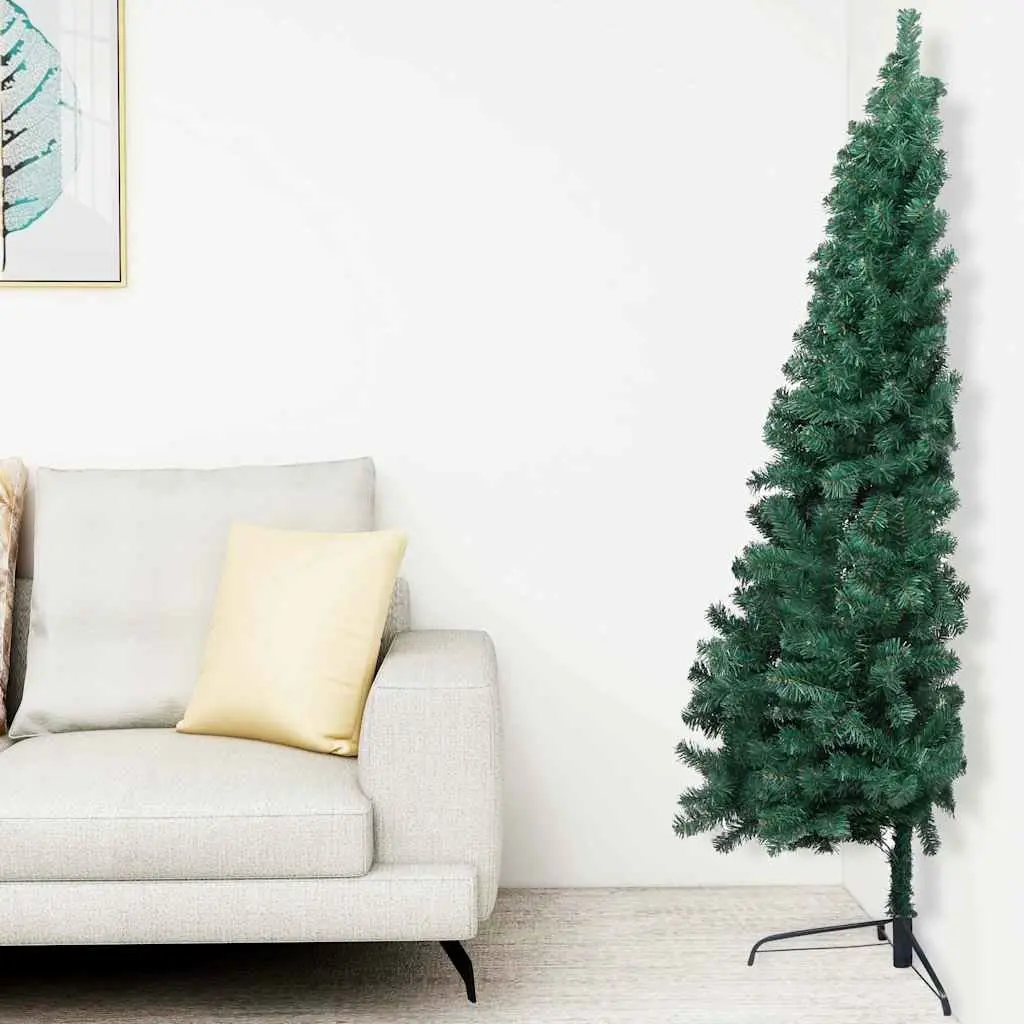 Artificial Half Christmas Tree Pre-lit LED Lights Green 180cm Holiday Decoration