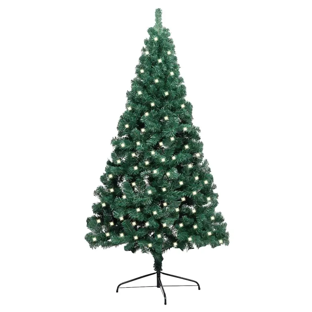 Artificial Half Christmas Tree PVC 240cm Pre-lit LED Green