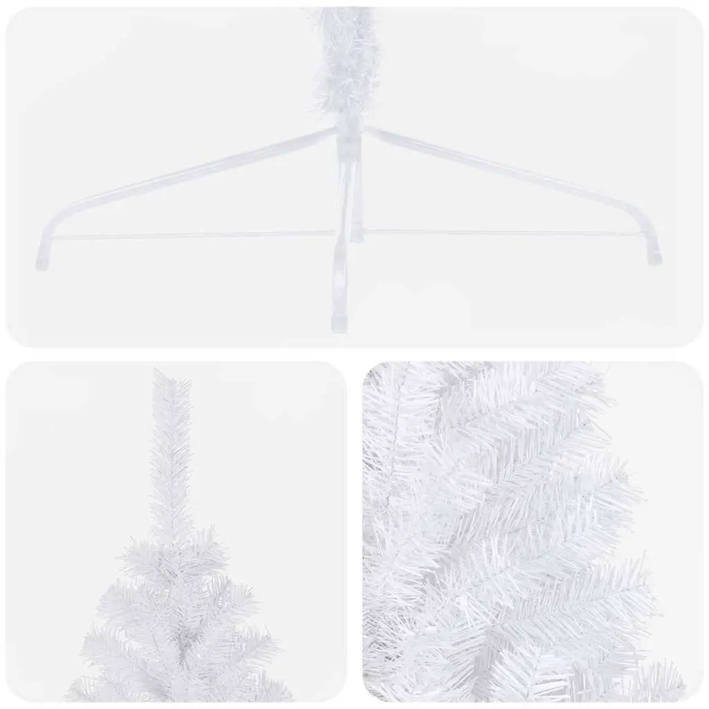 Artificial Christmas Tree Half Wall-Mountable Pre-Lit LED 180cm White PVC Season Decoration
