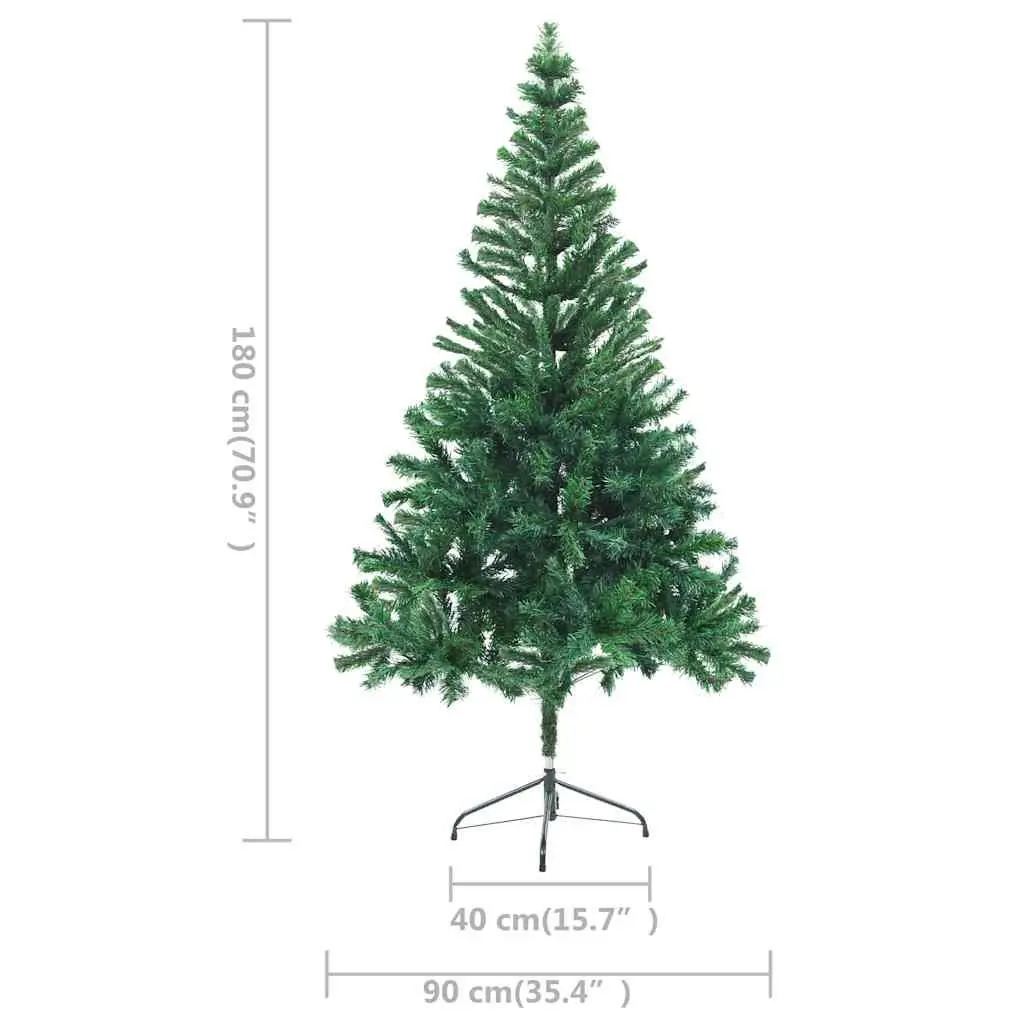 Pre-lit Artificial Christmas Tree Green PVC 180cm 564 Branches LED Lights