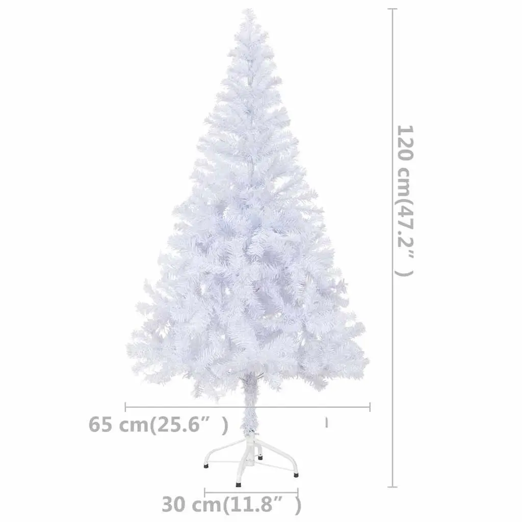 Artificial Christmas Tree PVC 120cm White Pre-lit with LED Lights