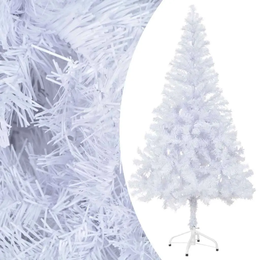 Artificial Christmas Tree PVC 150cm White Pre-lit with LED Lights 380 Branch Tips Holiday Decoration