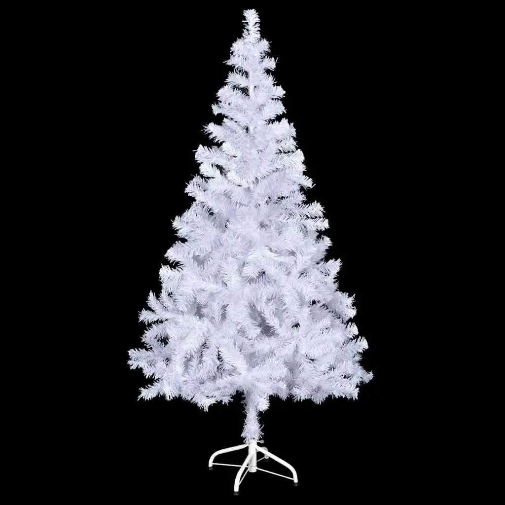 Artificial Christmas Tree PVC 150cm White Pre-lit with LED Lights 380 Branch Tips Holiday Decoration