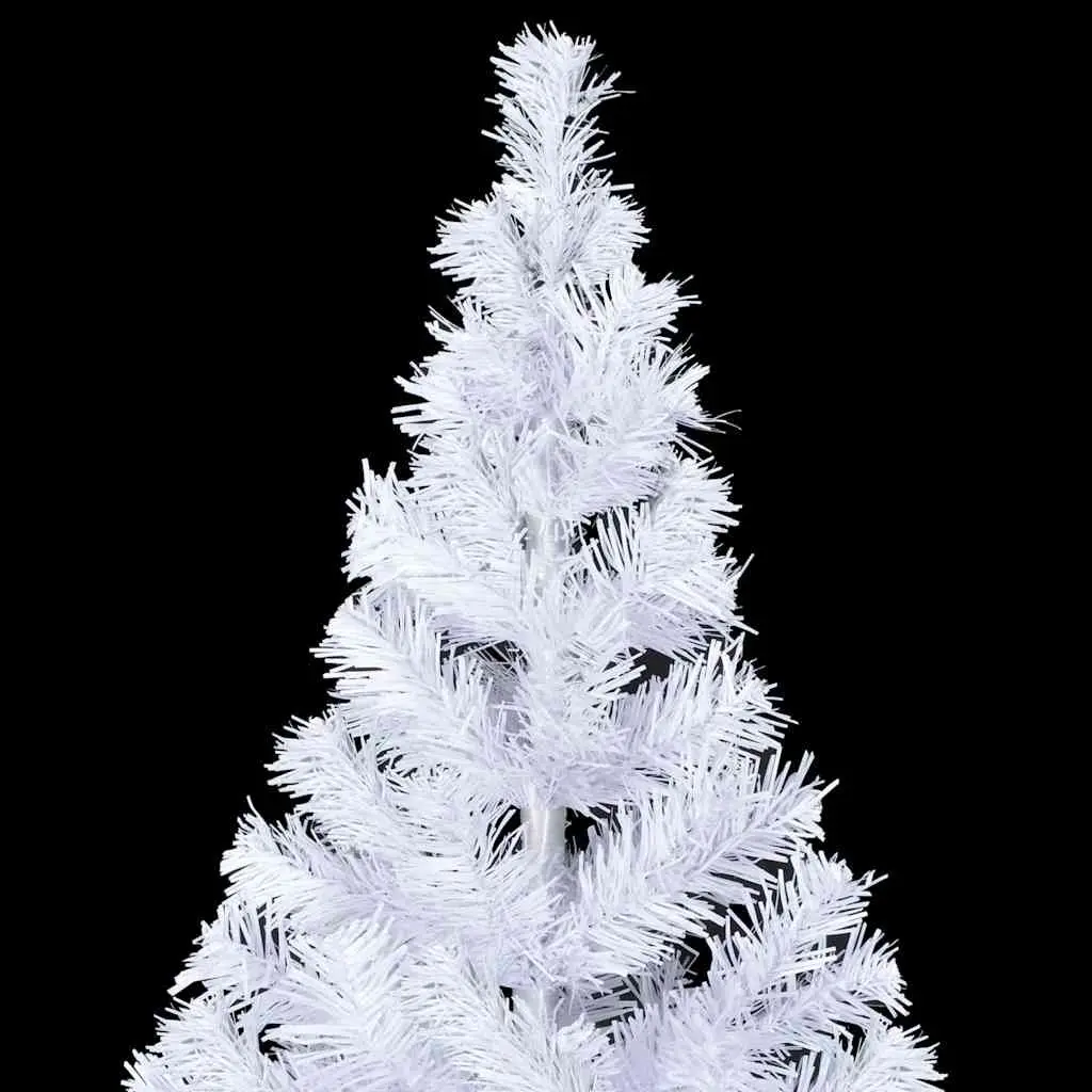 Artificial Christmas Tree PVC 150cm White Pre-lit with LED Lights 380 Branch Tips Holiday Decoration