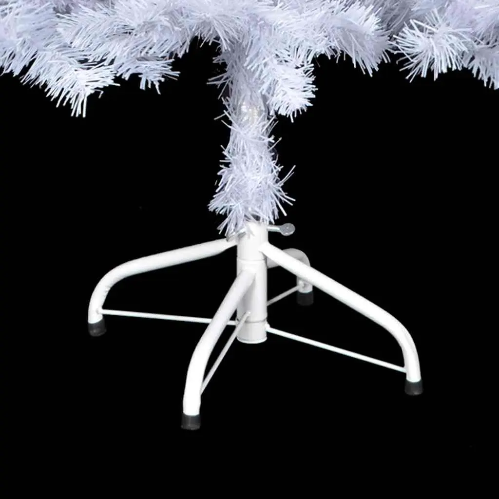 Artificial Christmas Tree PVC 150cm White Pre-lit with LED Lights 380 Branch Tips Holiday Decoration