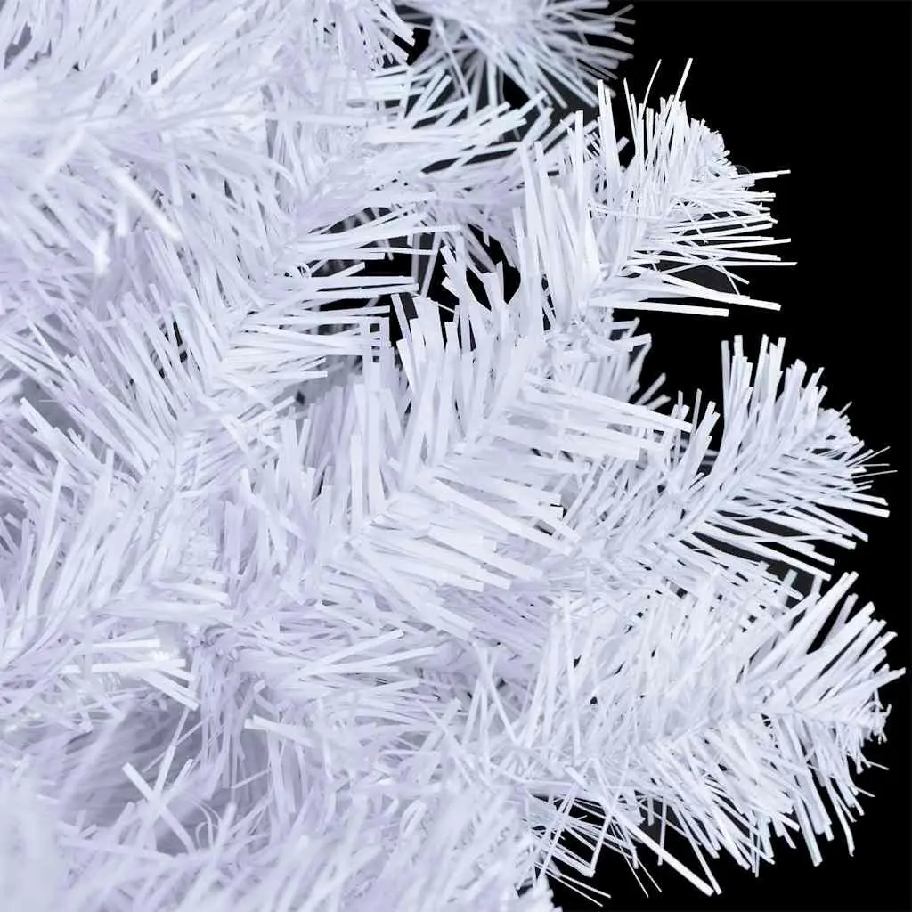 Artificial Christmas Tree PVC 150cm White Pre-lit with LED Lights 380 Branch Tips Holiday Decoration