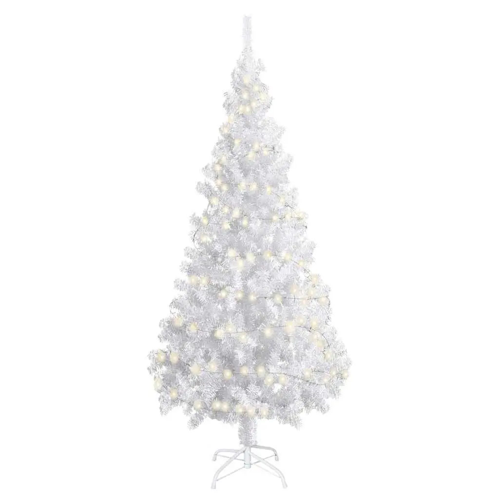 Artificial Christmas Tree PVC 180cm White Pre-lit with LED Lights Indoor Seasonal Decor