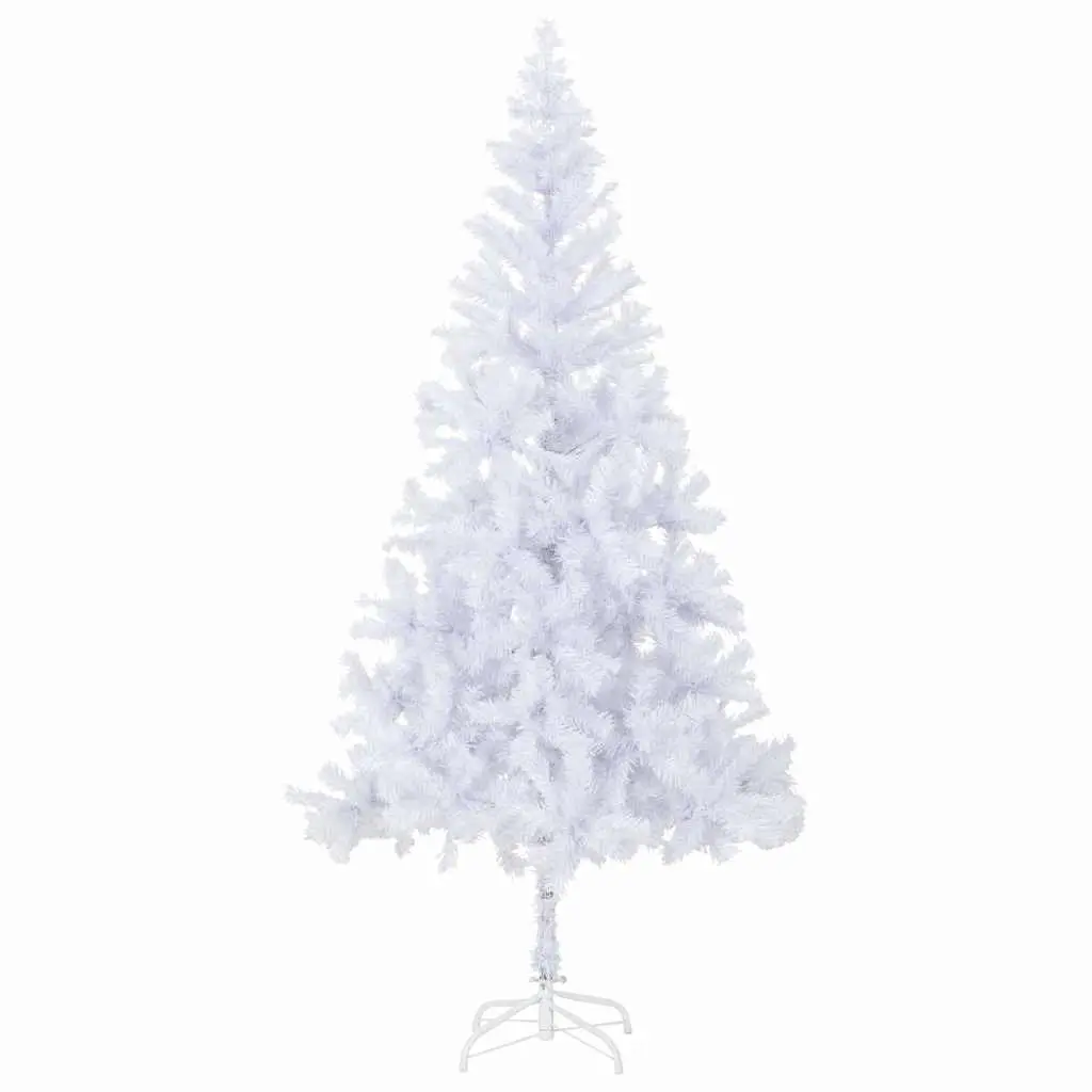 Artificial Christmas Tree PVC 210cm White Pre-lit with LED Lights Indoor