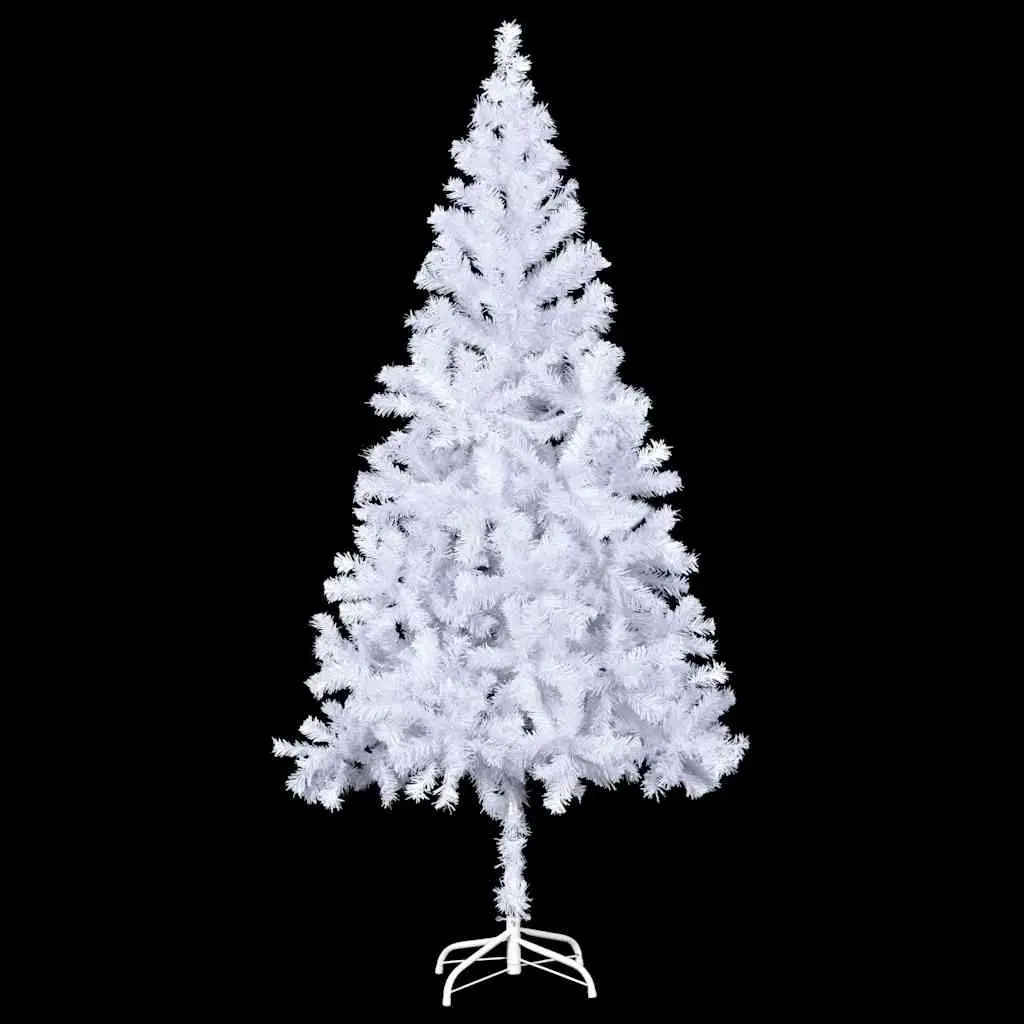 Artificial Christmas Tree PVC 210cm White Pre-lit with LED Lights Indoor