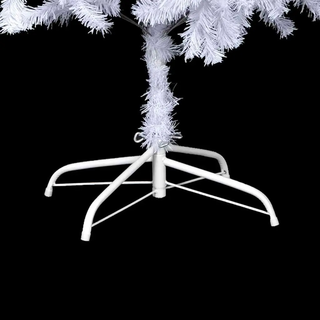 Artificial Christmas Tree PVC 210cm White Pre-lit with LED Lights Indoor
