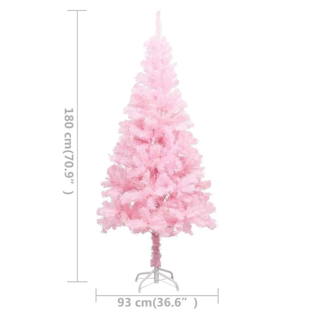 Artificial Christmas Tree PVC 180cm Pink with Stand LED Lights