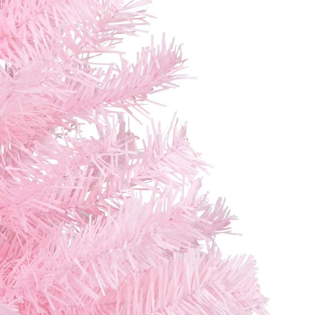 Artificial Christmas Tree Pre-lit 210cm Pink PVC with Steel Feet