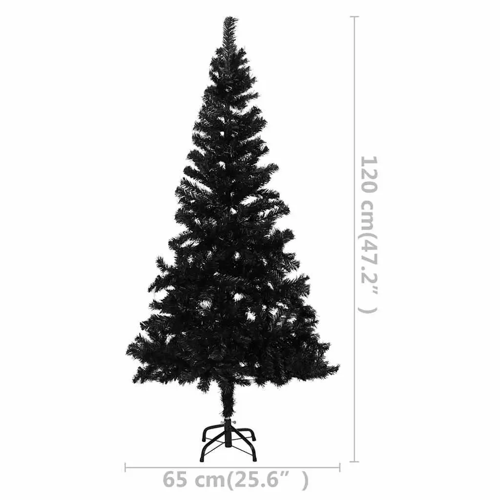 Artificial Christmas Tree Pre-lit PVC 120cm Black