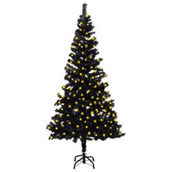 Black Artificial Pre-lit Christmas Tree 150cm with Stand LED Lights Holiday