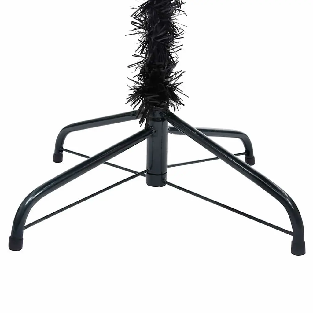 Artificial Christmas Tree Pre-lit 150cm Black PVC with Steel Feet