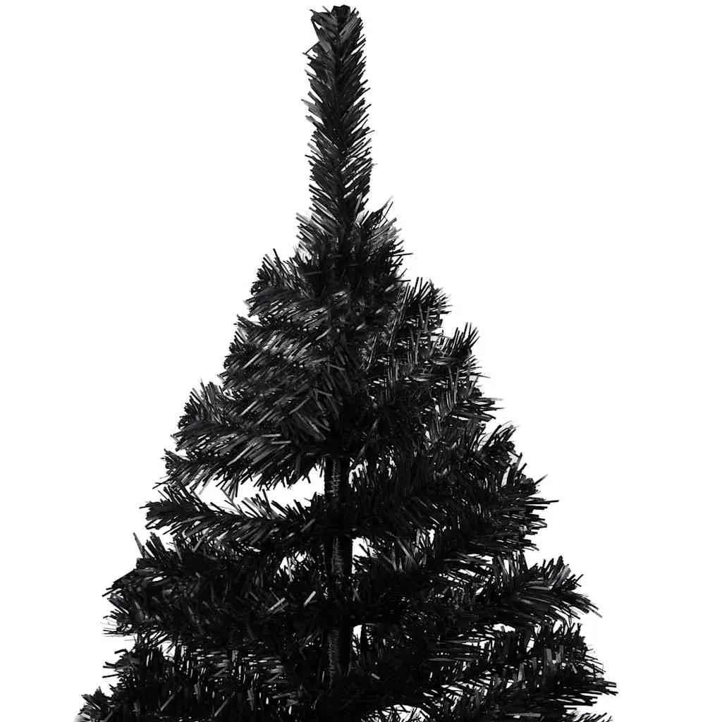 Artificial Christmas Tree Pre-lit PVC 210cm Black with Steel Feet