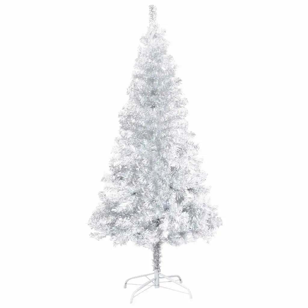 Pre-lit Artificial Christmas Tree Silver 120cm PVC with Steel Stand LED Lights