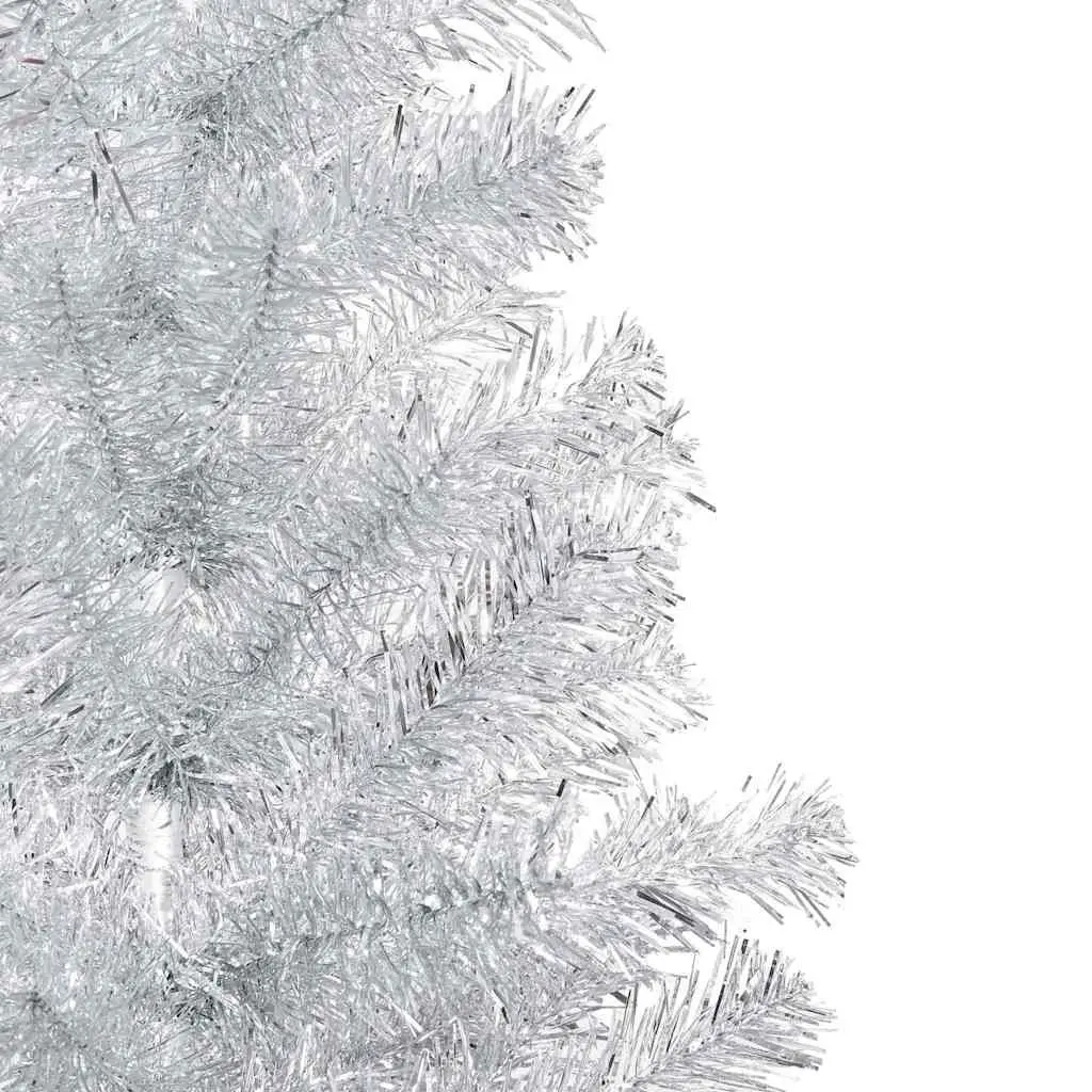 Pre-lit Christmas Tree 150 cm Silver PVC with LED Lights