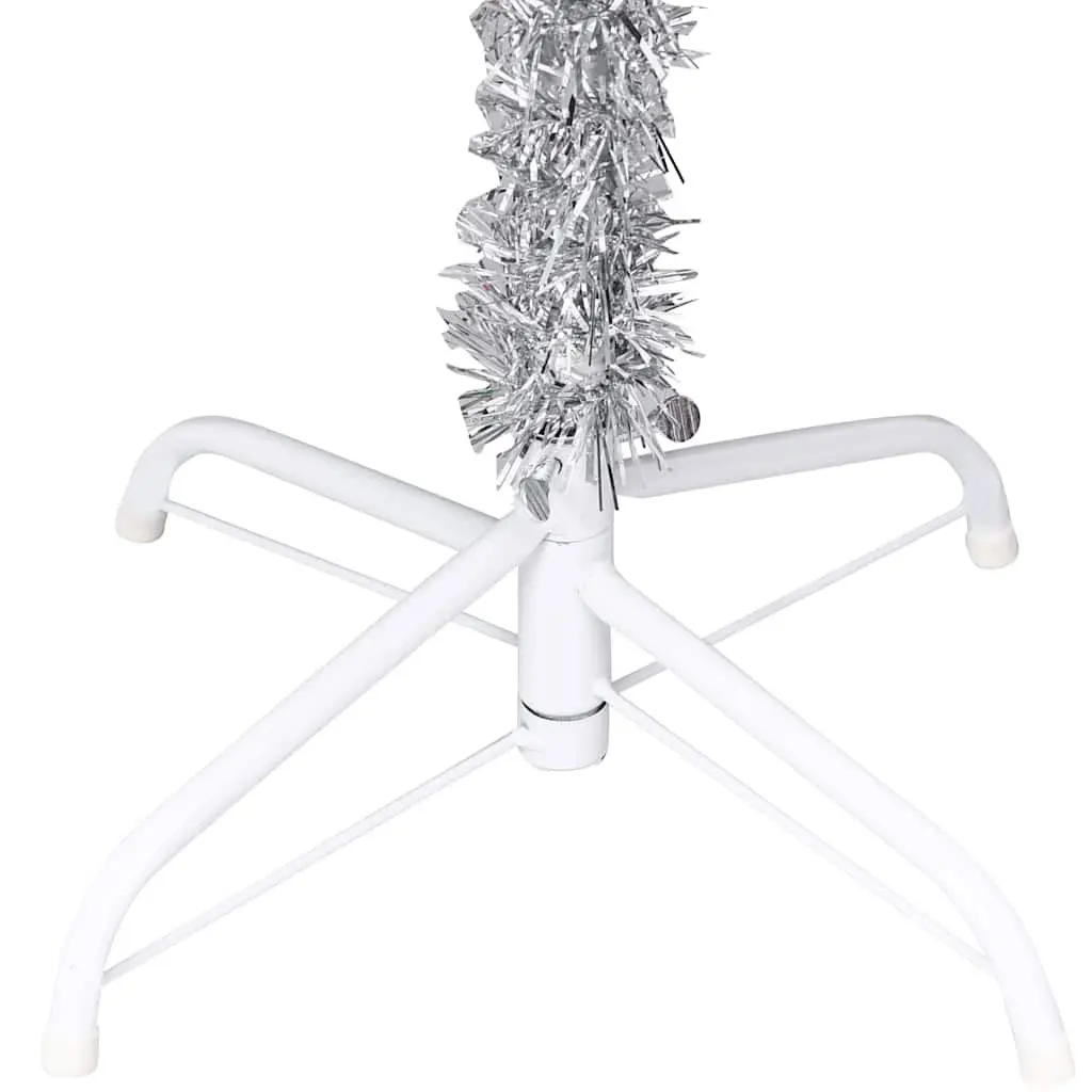 Pre-lit Christmas Tree 150 cm Silver PVC with LED Lights