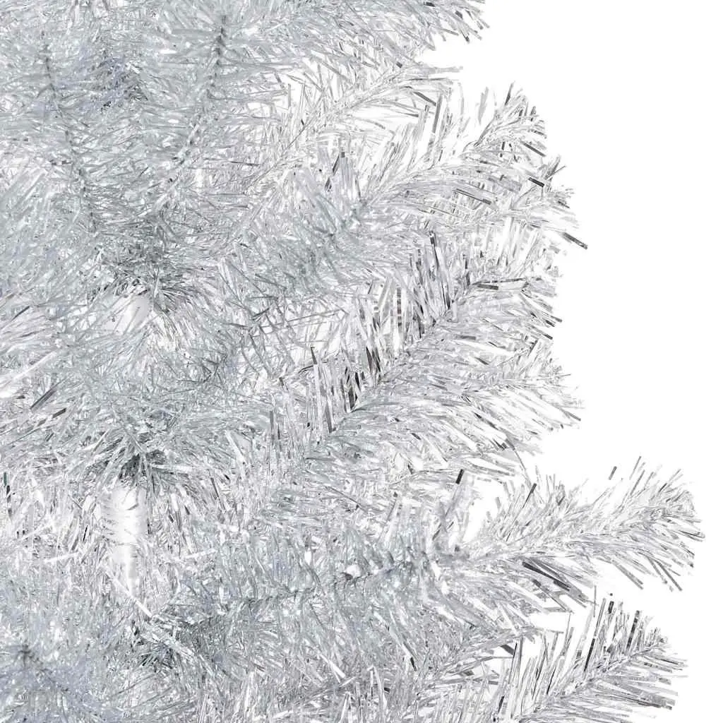 Artificial Christmas Tree Pre-lit PVC 240cm Silver with Steel Feet