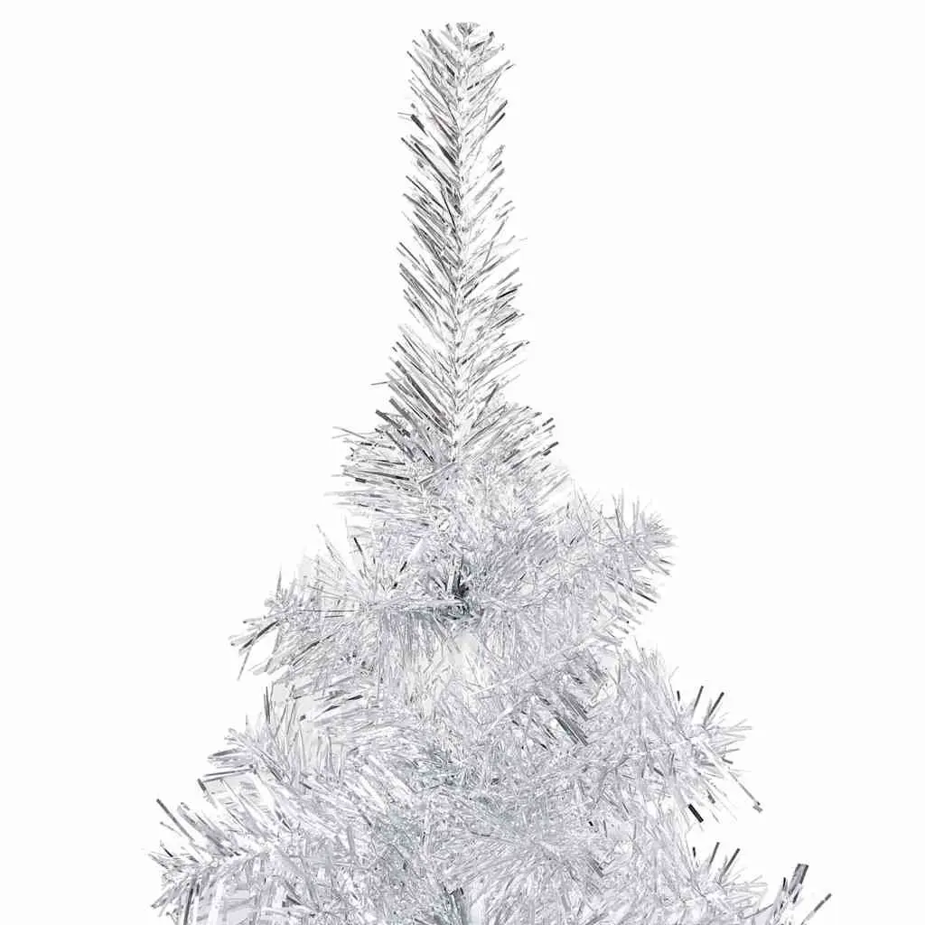 Artificial Christmas Tree Pre-lit PVC 240cm Silver with Steel Feet