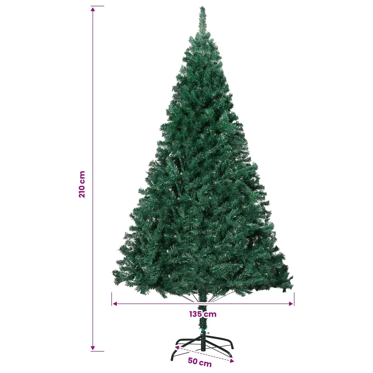 Artificial Christmas Tree Pre-lit PVC 210cm Green
