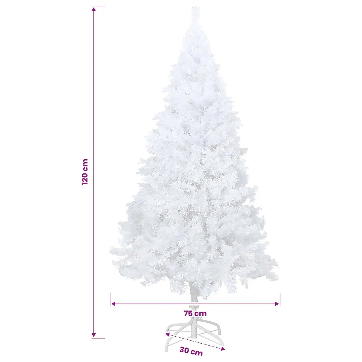 White Artificial Christmas Tree 120cm Pre-lit LED Lights Thick Branches Holiday