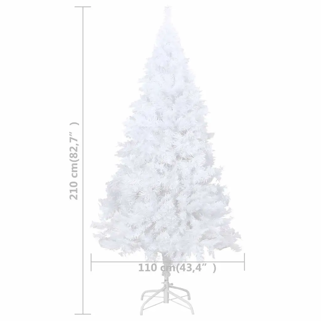White Artificial Christmas Tree 210cm Pre-lit LED Lights Thick Branches Holiday