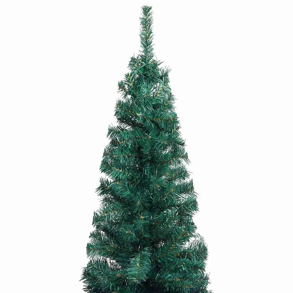 Slim Artificial Christmas Tree PVC 120cm Green Pre-lit with LED Lights