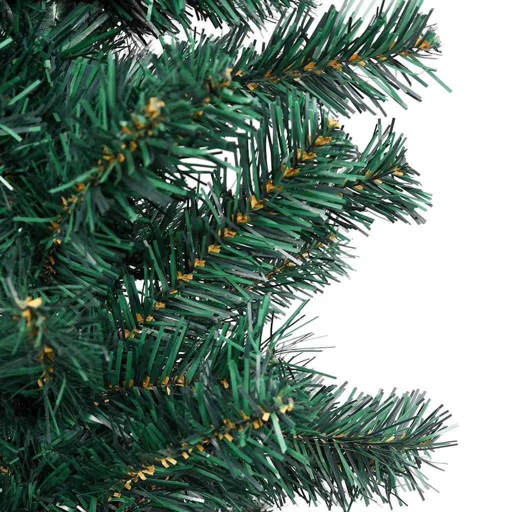 Slim Artificial Christmas Tree PVC 180cm Green Pre-lit with LED Lights