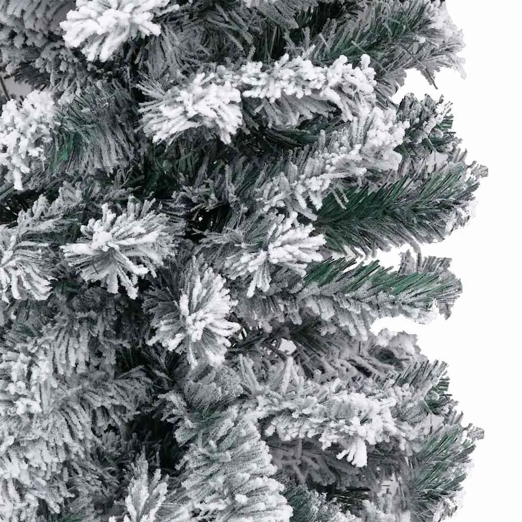 Slim Pre-lit Christmas Tree Flocked Snow Green 180cm Artificial Holiday