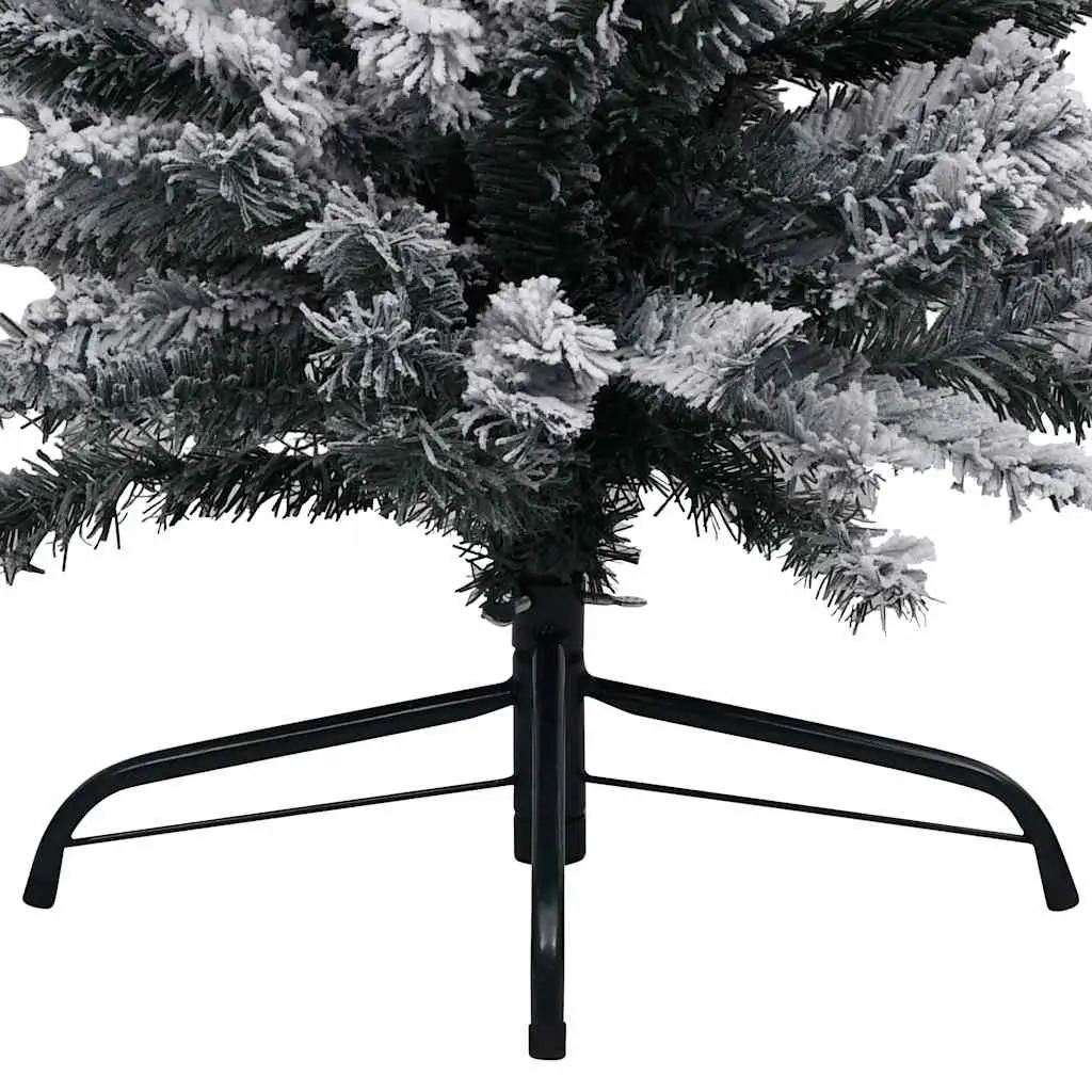 Slim Artificial Christmas Tree Pre-lit LED 240cm Flocked Snow Green Holiday