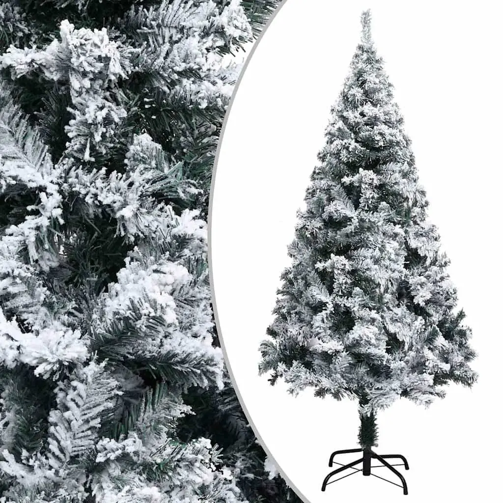 Artificial Christmas Tree Flocked Snow 120cm Green with LED Lights