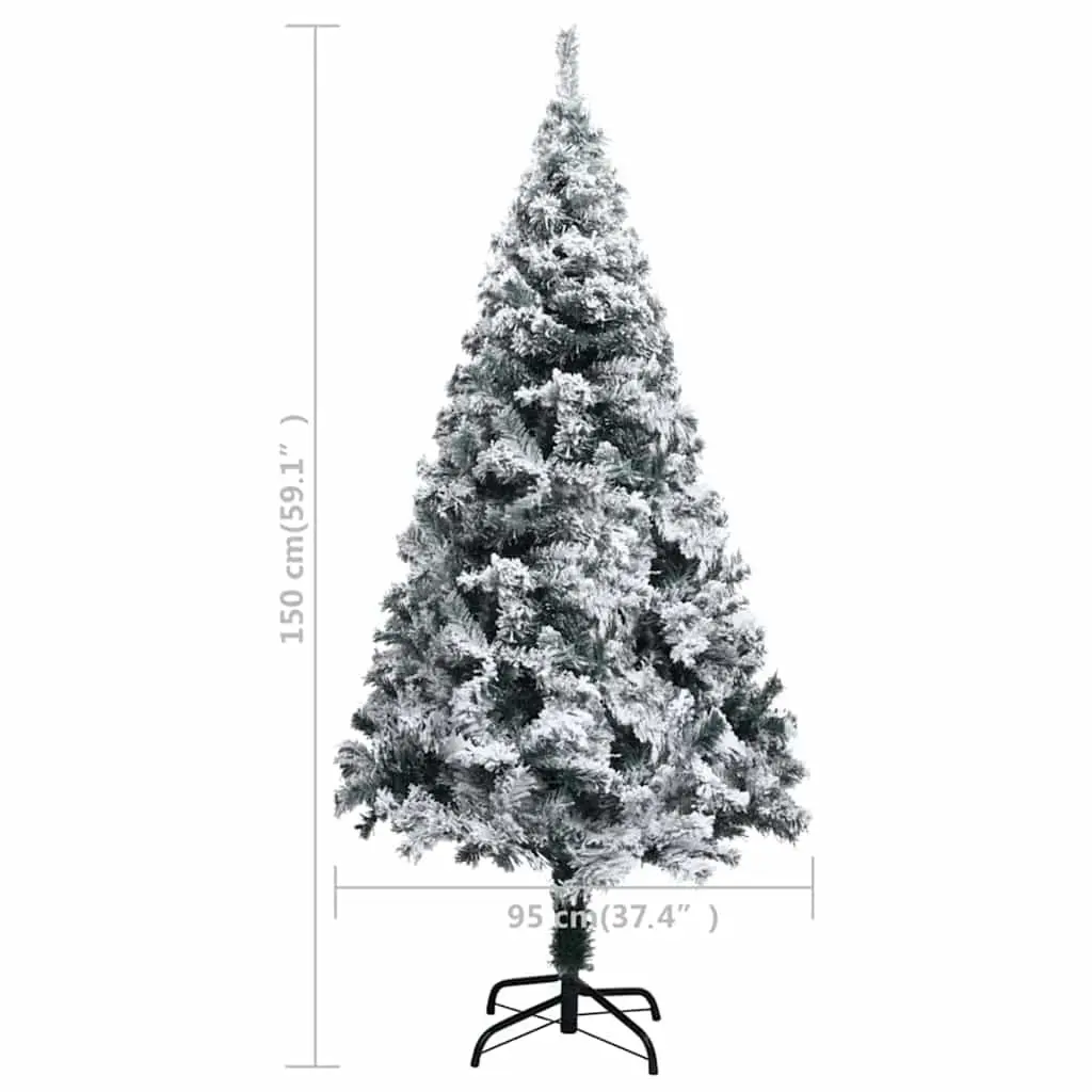 Artificial Christmas Tree Flocked Snow 150cm Green PVC