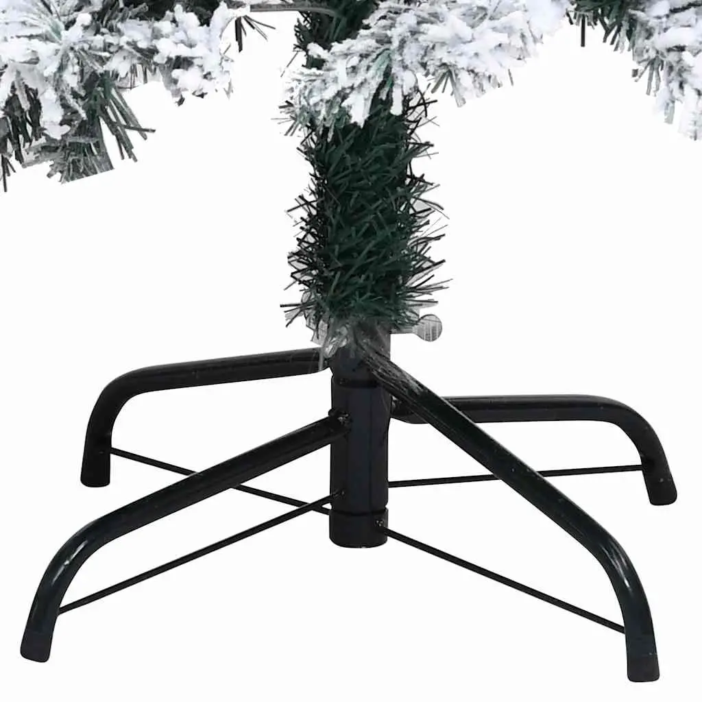 Artificial Christmas Tree Pre-lit Flocked Snow Green 210cm PVC Holiday Decoration