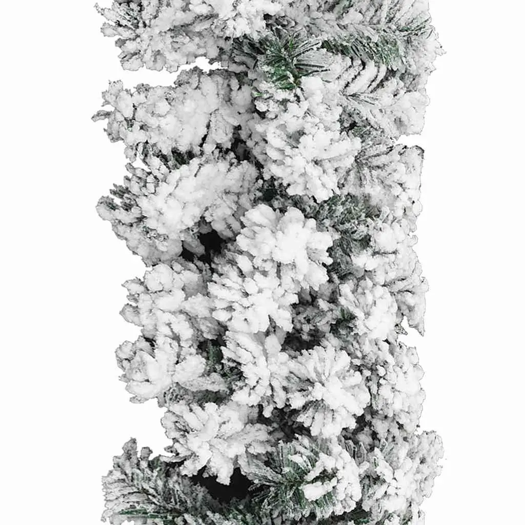 Christmas Garland with LED Lights and Flocked Snow Green 5m Decoration