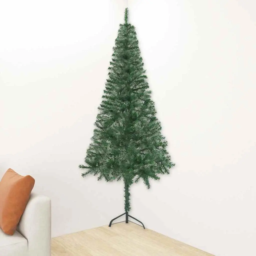 Corner Artificial Christmas Tree Green 180cm PVC Pre-lit with LED Lights
