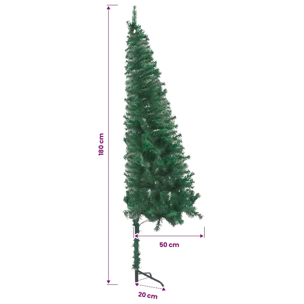 Corner Artificial Christmas Tree Green 180cm PVC Pre-lit with LED Lights
