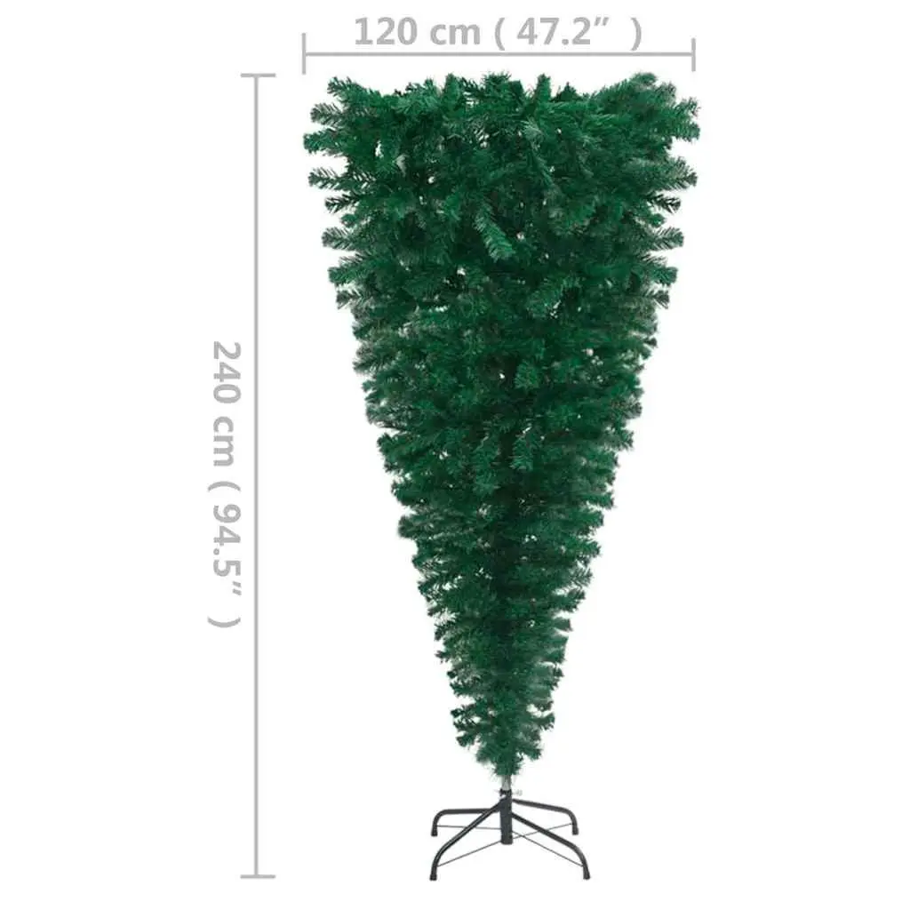 Upside-down Artificial Christmas Tree Green 240cm Pre-lit LED Holiday Decor